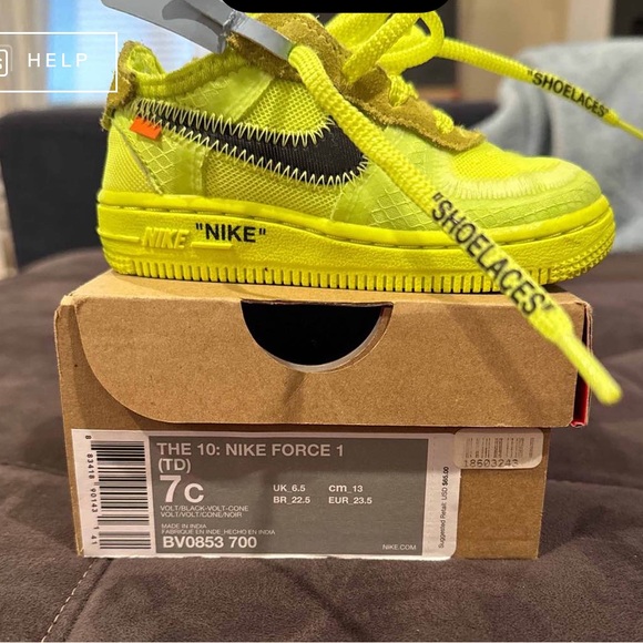 Nike Air Force 1 Off White Infant Size 7 - Picture 3 of 5